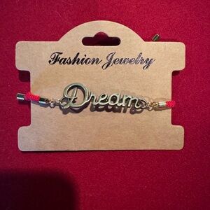 Gold 'Dream' Bracelet with Red Cord